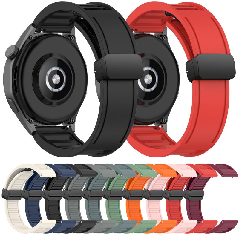 For Huawei Gt2 46Mm 22Mm Foldable Magnetic Buckle Silicone Watch Band(Black) - Image 4